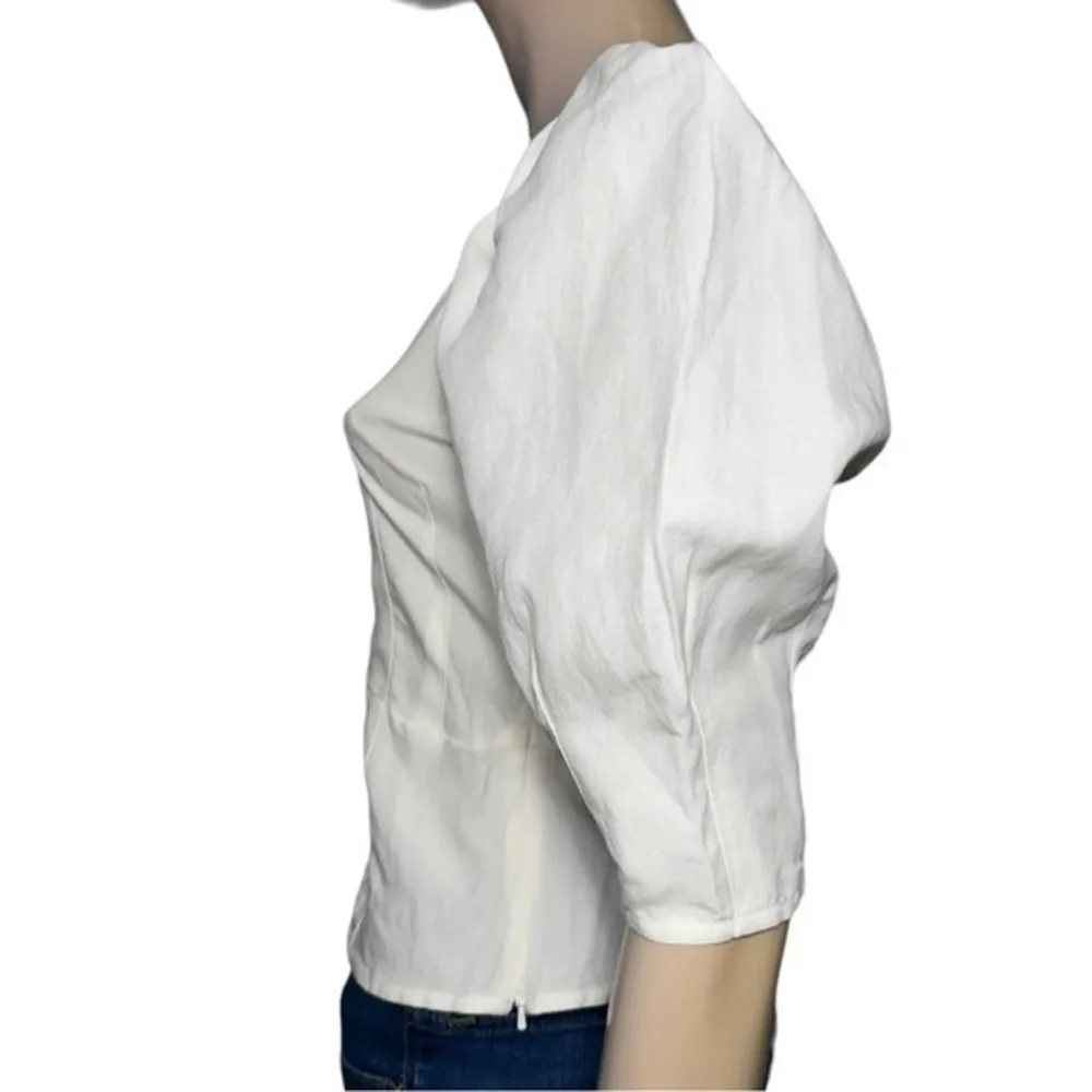 Something Navy Women’s Size XS White Sweetheart Neck Button Front Blouse Top - Image 3