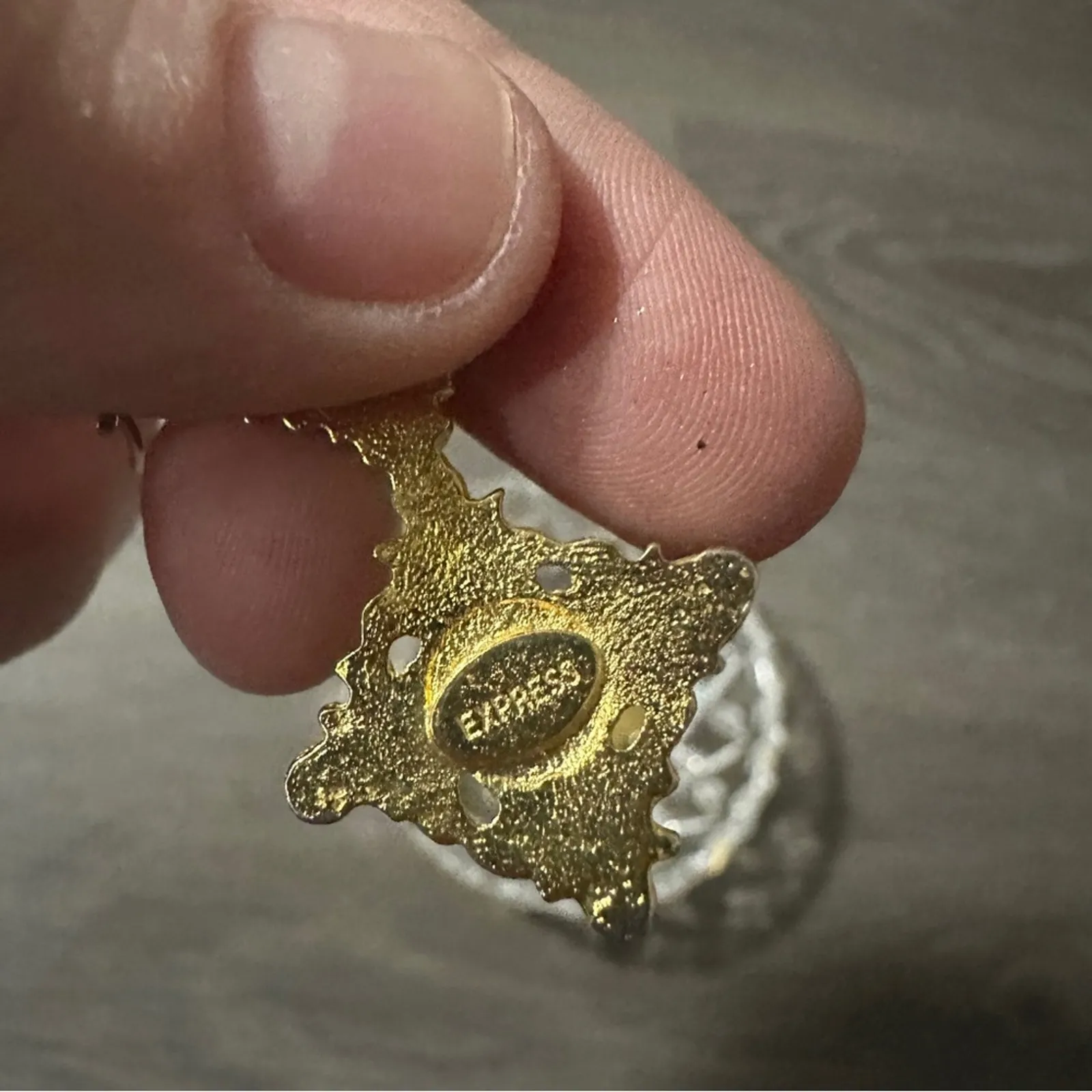 Express Gold Toned Blue & Orange‎ Stone Dangle Drop Wire Hook Earrings - Image 3