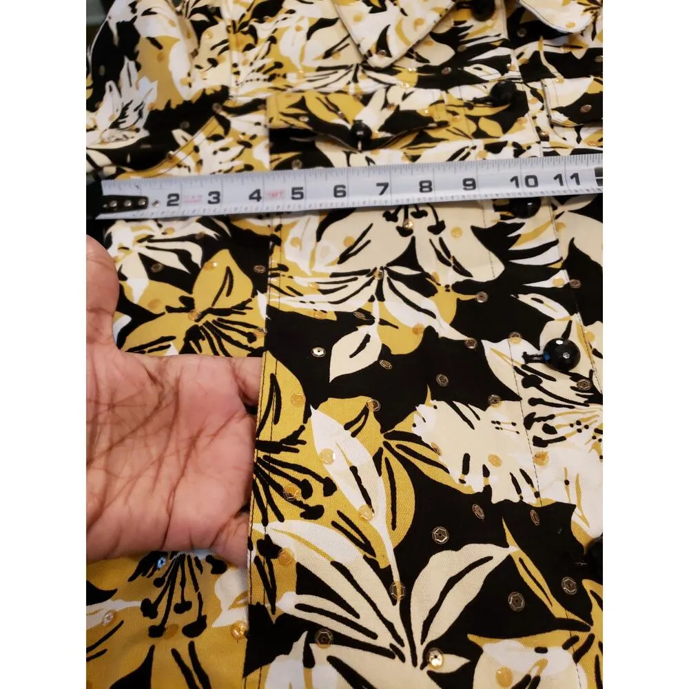 Redd Jeans Women's Blazer Funky Fun Jacket 8 Floral Sequin Button Up Stretch Black - Image 11