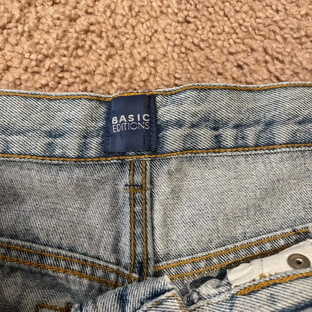 BASIC EDITIONS Distress Denim Shorts Blue Size L - Image 2