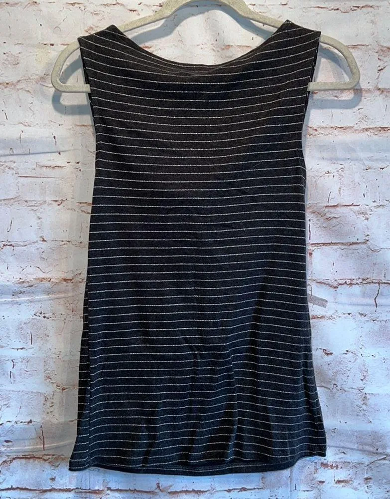 Michael Stars tank top OS sleeveless striped draped neckline stretch layering - Image 4