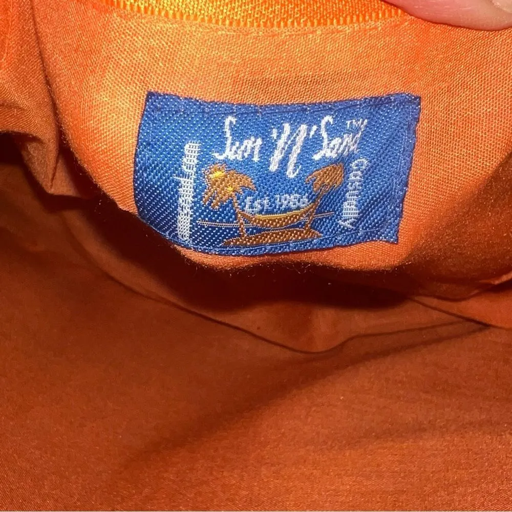 Sun 'N' Sand Summer Orange Straw Tote Bag Zip Top Closure - Image 7