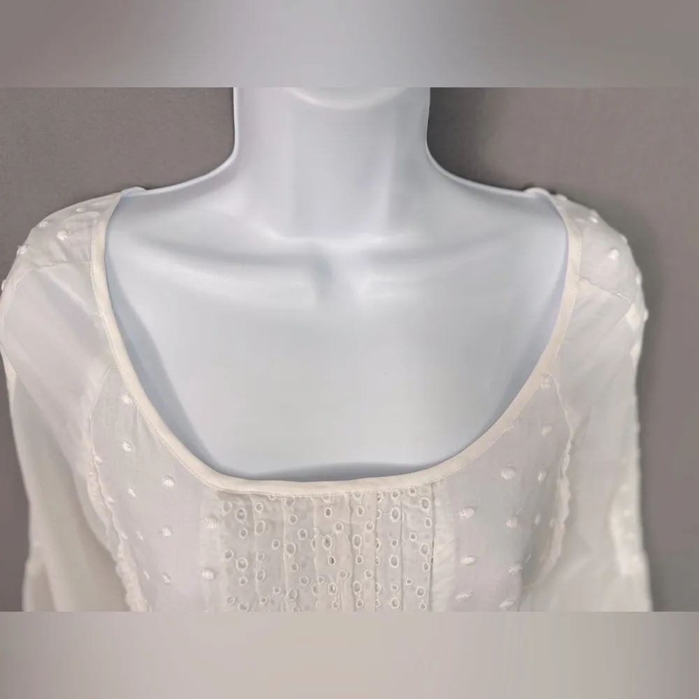 American Eagle Outfitters White Sheer Lace Blouse (914) - Image 7