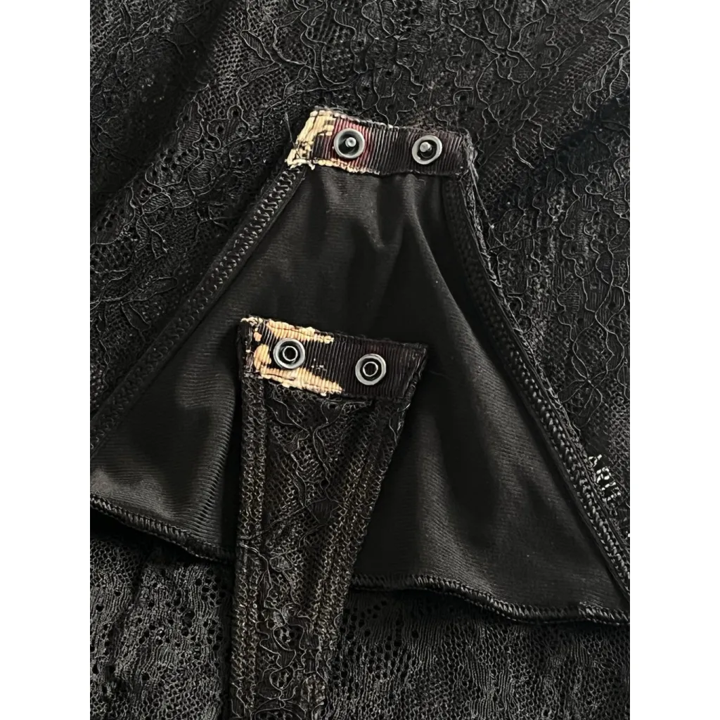 TEN By Aritzia Lace Bodysuit Top Womens S Black Long Sleeve Snap Square Neck - Image 8