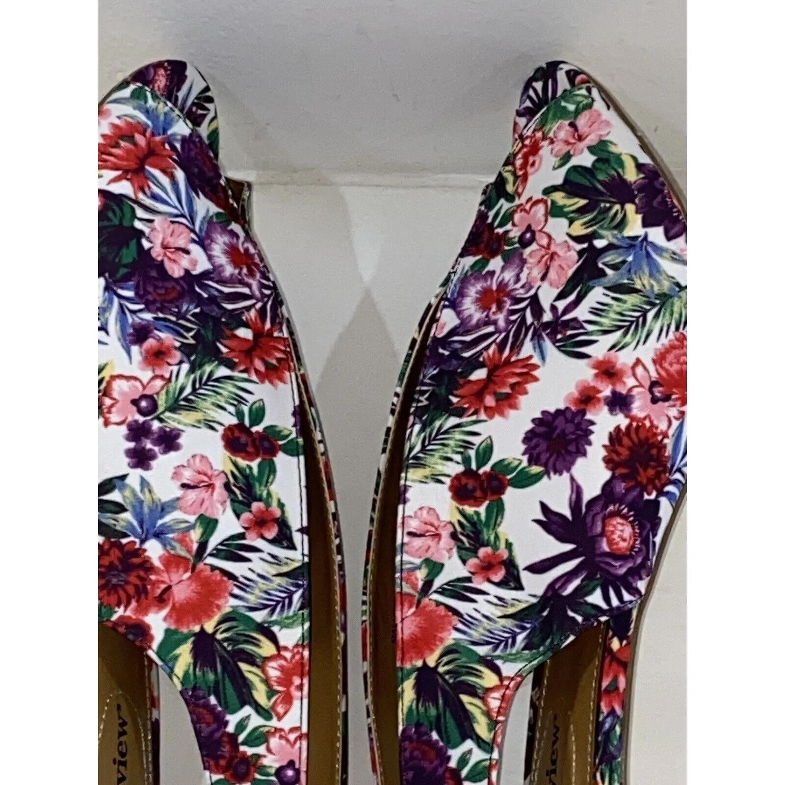Comfortview Kitten Heels Floral Peep Toe Sling Back Pumps NEW Women's size 12W - Image 13