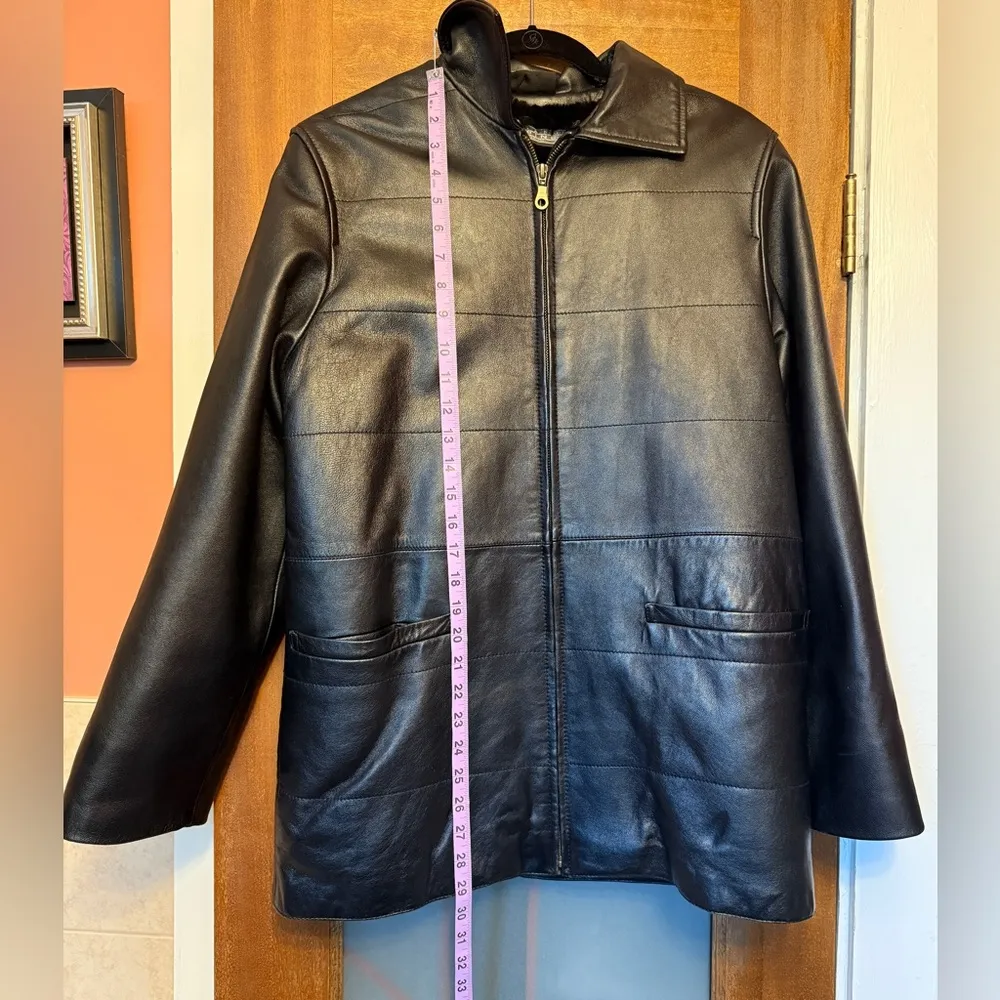 Bisang Alpine Switzerland Couture Women Black Lined Genuine Leather ZipUp Coat - Image 10