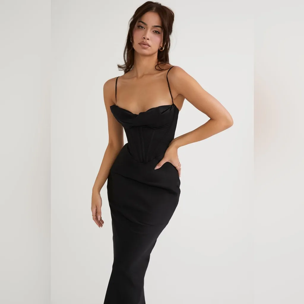 NWOT House of CB Charmaine Black Corset Maxi Dress Plus Cup Size L - Image 12