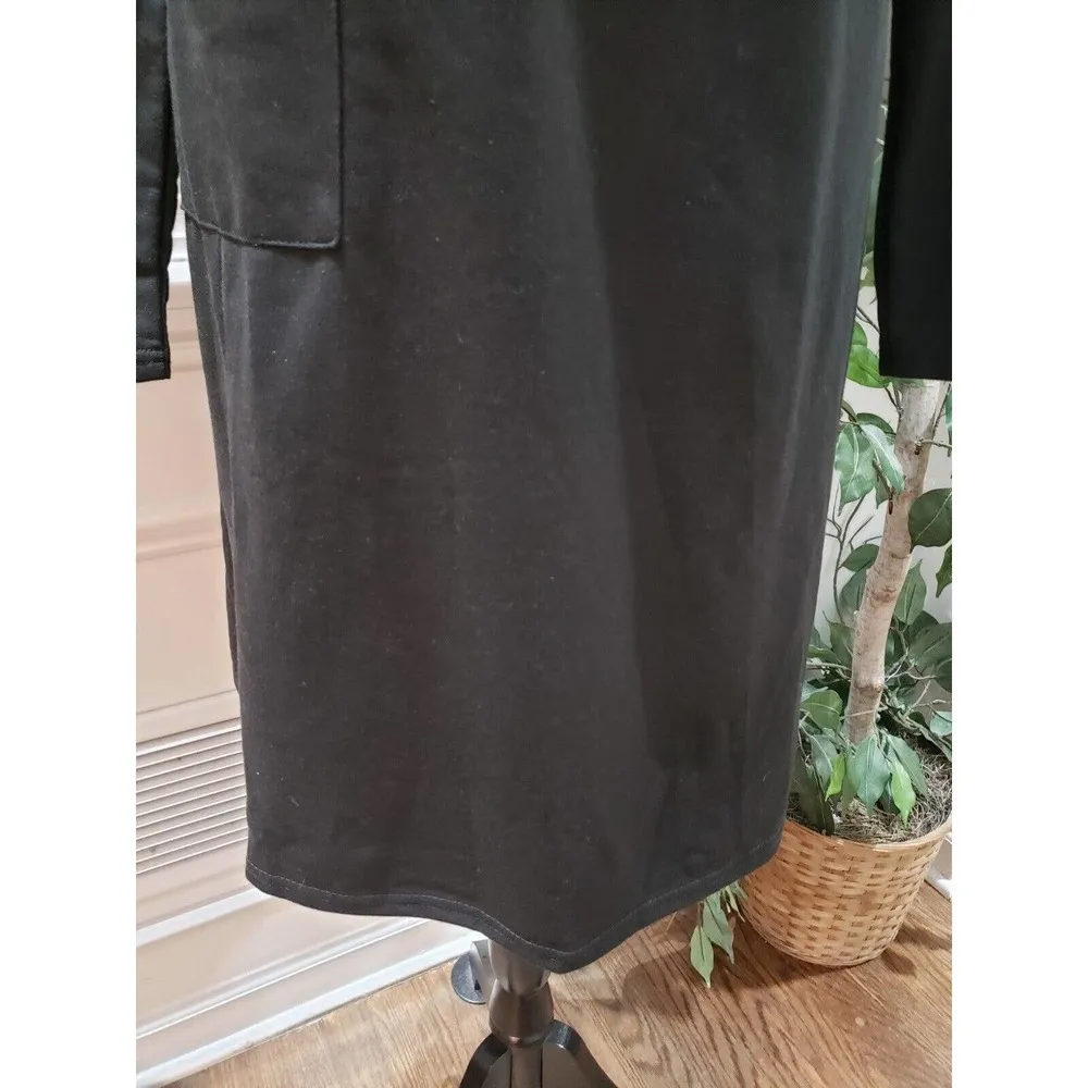 Zanzea Black Solid Polyester V-Neck Long Sleeve Pocket Tunic Dress Size Medium - Image 5