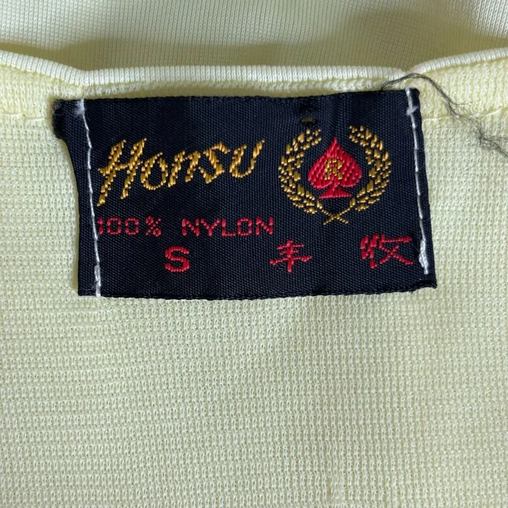 Vintage Nylon Nightgown Ruffled Collar Small Yellow Floral Embroidery Maxi - Image 10