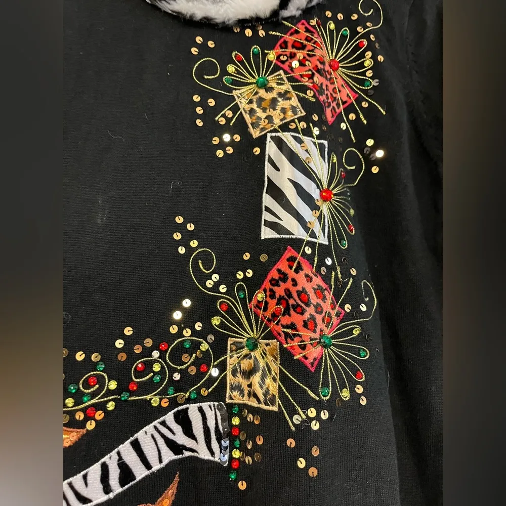 Vintage Jack B. Quick Festive Rudolph Sequin Beaded Sweater - Image 4