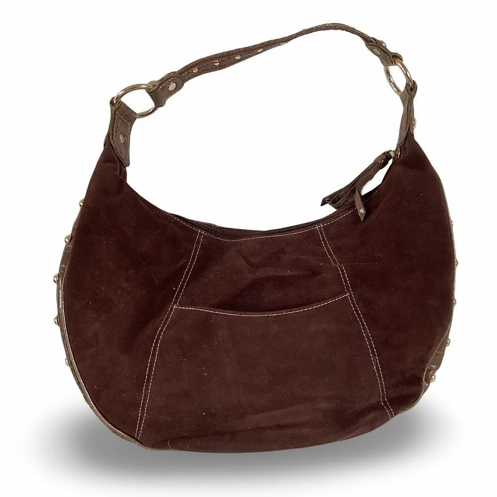 Genna De Rossi Vegan Suede Hobo Bag Brown - Image 2