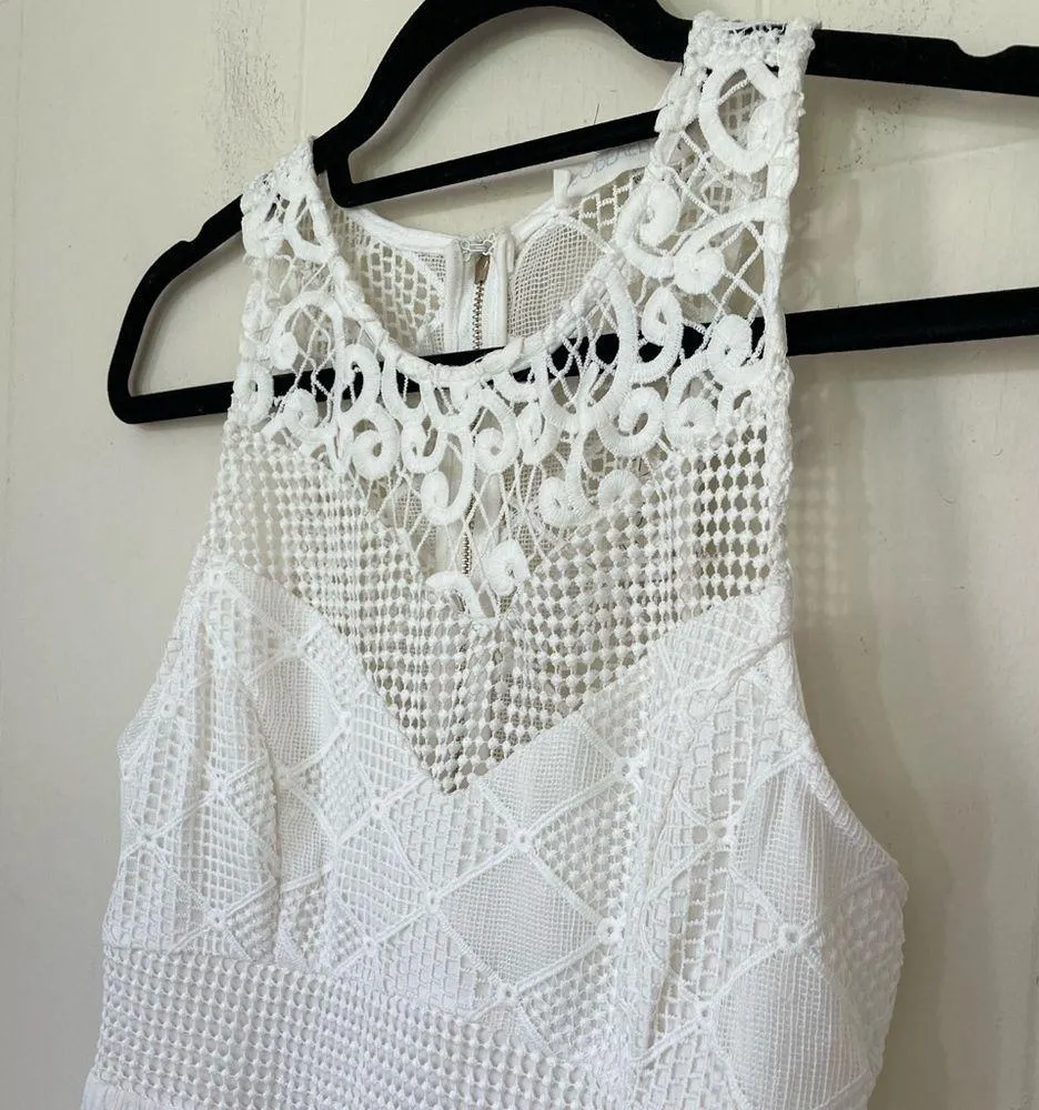Forever 21 NEW White Crochet Lace Sleeveless Fit & Flare Dress ~ NWT Size M - Image 3