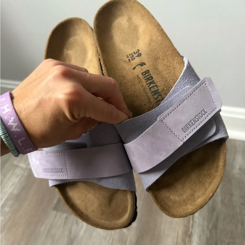 Birkenstock Oita Sandals Suede Purple Fog Light Purple Strappy Birks Size 39 - Image 10