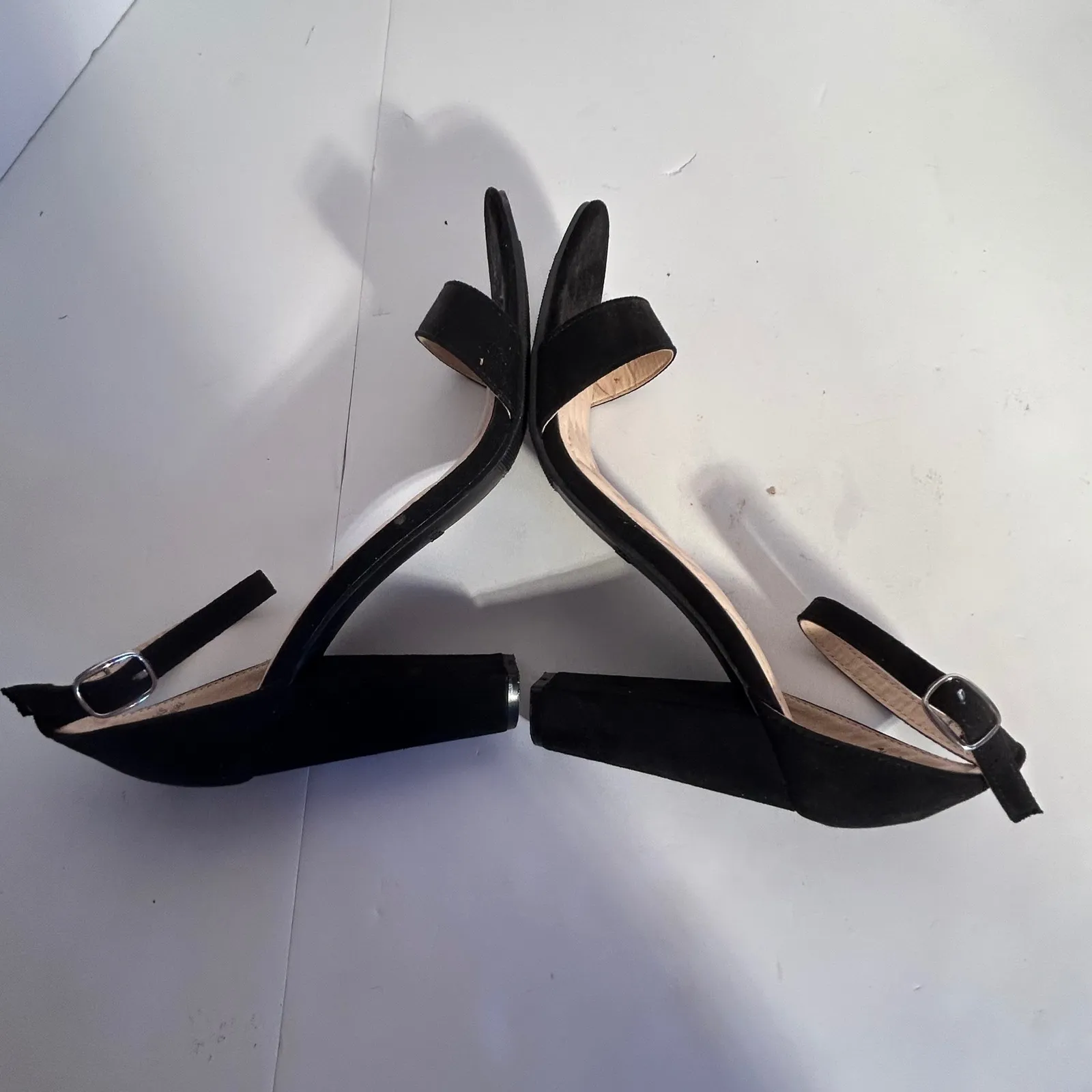 ROUGE Black Suede Ankle Strap Block Heel Sandals Women Size 11 RAMPAGE04S - Image 7