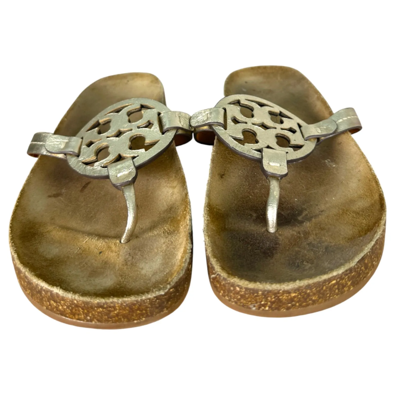 Tory Burch Miller Cloud Leather Thong Sandals Gold Size 9 - Image 2