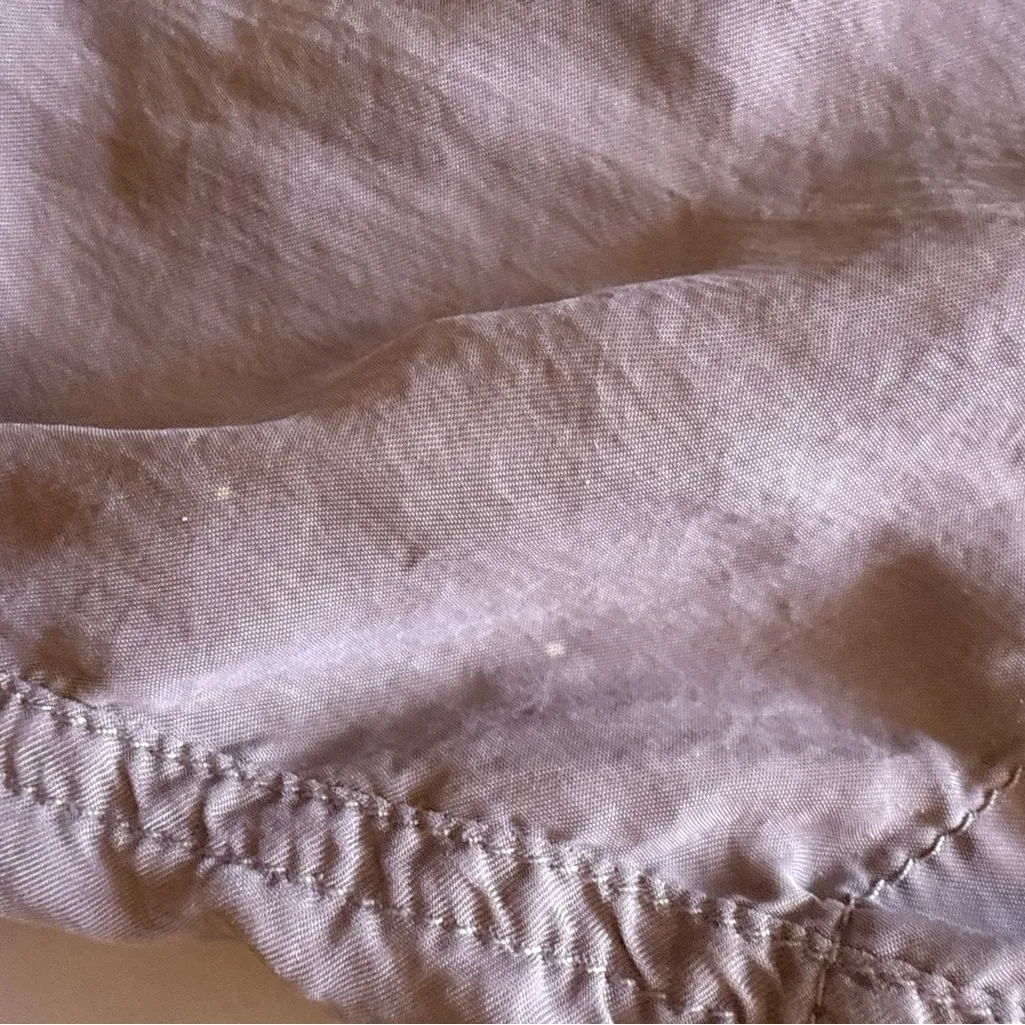 Flowy double banded trousers. Beige pocket zipper lightweight pants wide leg L - Image 14