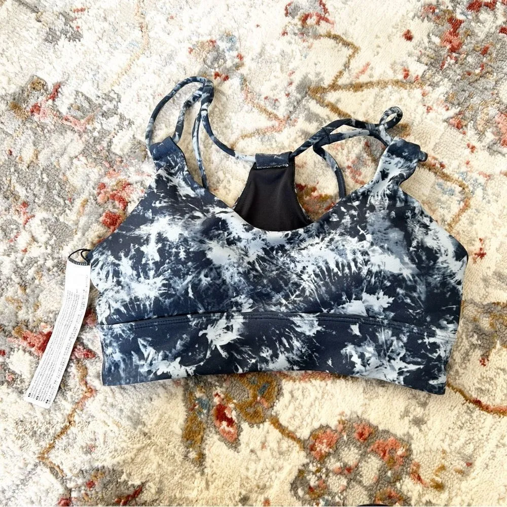 Wildfox Sweat Tyler Tie Dye Punch India Ink Small Sports Bra Blue and White - Image 4