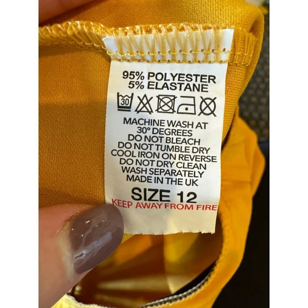 Public Desire Asos Pants Womens 12 Orange Waist Strap High Rise Flared Retro Yellow - Image 13