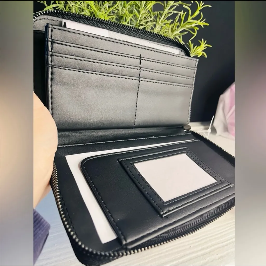 Betsey Johnson Black Tattoo Graphic Zip Around Wallet Wristlet Western NWT - Image 3