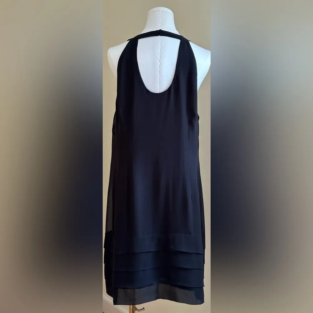 KENAR Black Sheer Ruffle’s In Front Sleeveless Cut Out Back 2  Buttons Sz 14 - Image 7