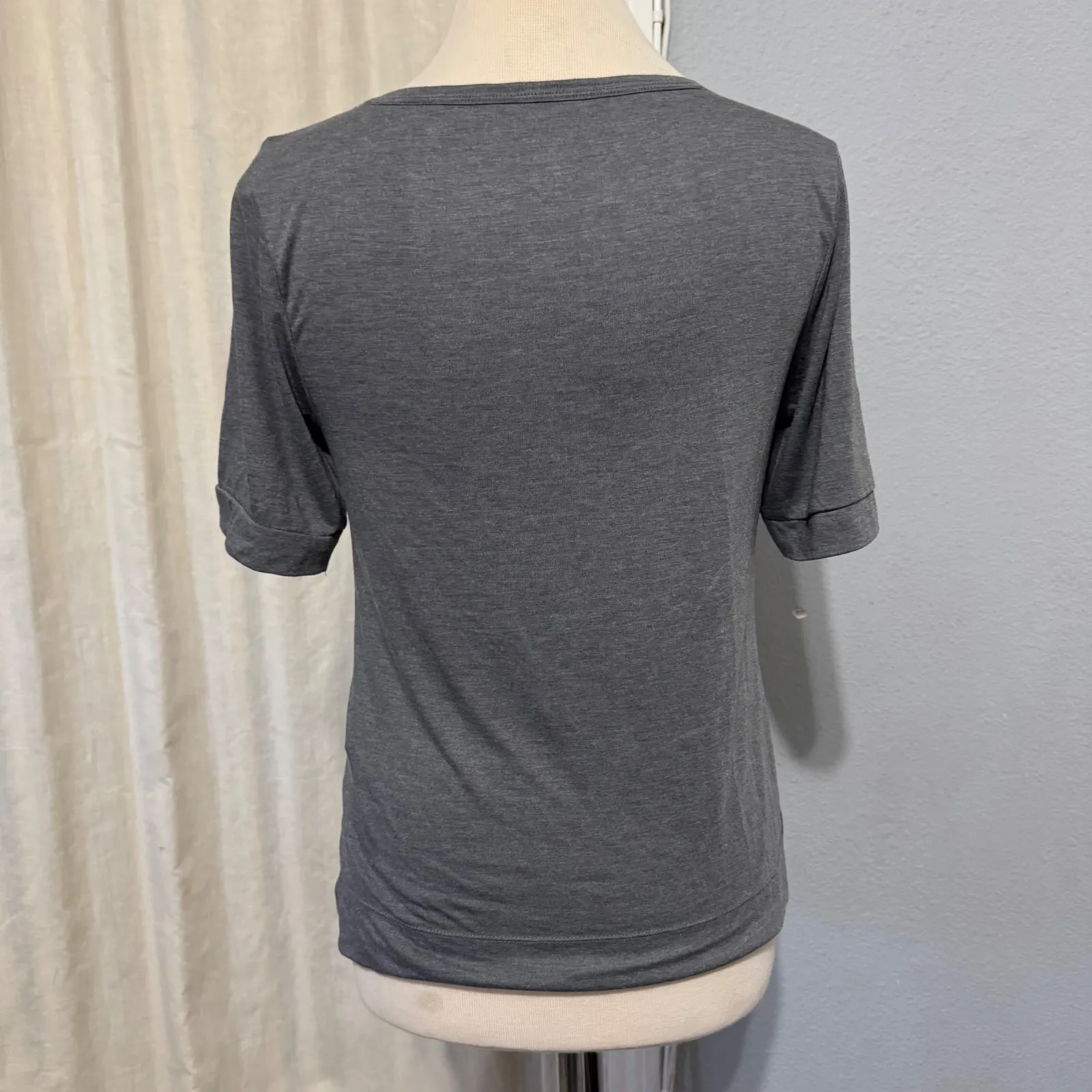 Calvin Klein Women Gray Round Neck Short Sleeve Soft Fabric Sleepwear Top Size S - Image 8