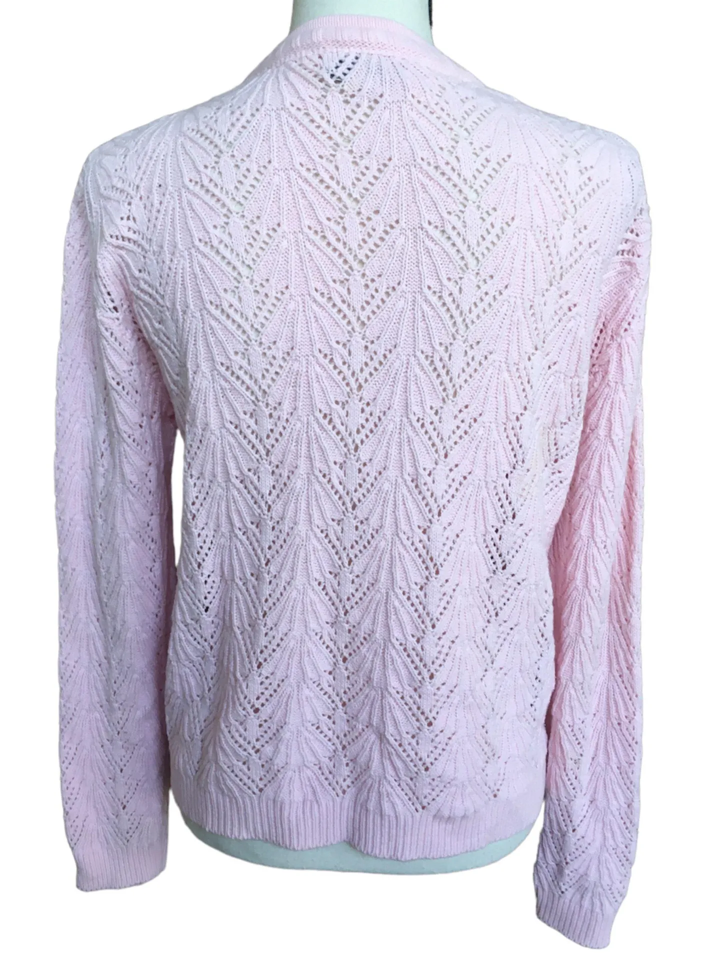 Vintage Cuddle Knits Baby Pink Shell Pattern Relaxed Fit Cardigan Sweater M L Size L - Image 2