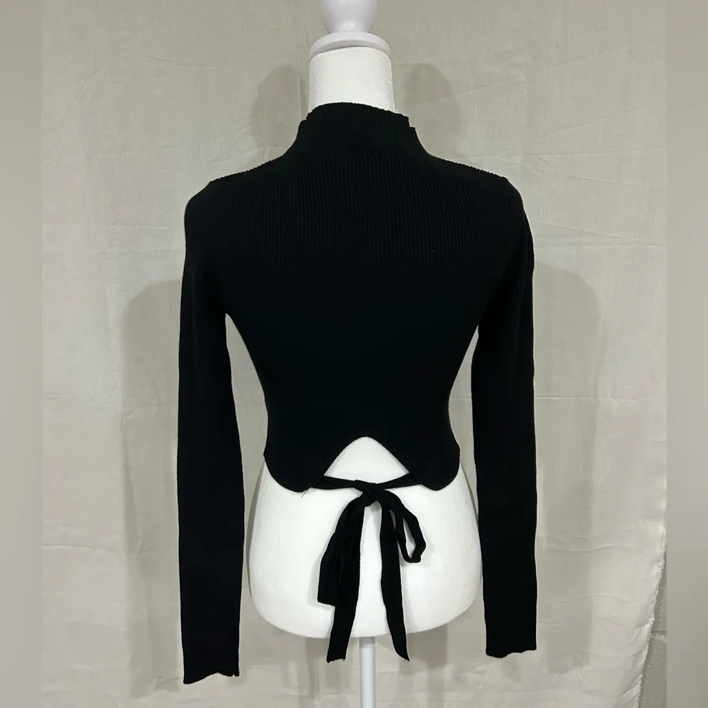 Princess Polly Arthur Black Long Sleeve Tie-Back Top NWT - Image 3
