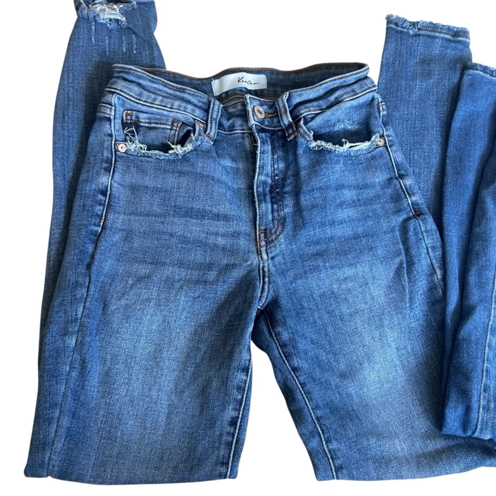 Lot of 2 Kancan Distressed Skinny Jeans Size 5/26 Blue - Image 5