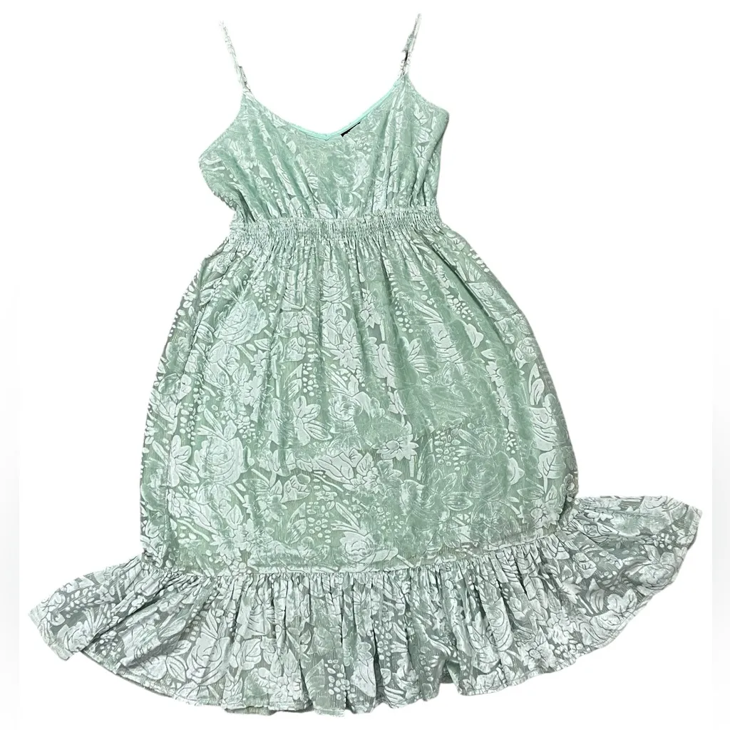 Anthropologie Hemant & Nandita Mint Green Velvet Dress Size SMALL‎ - Image 5