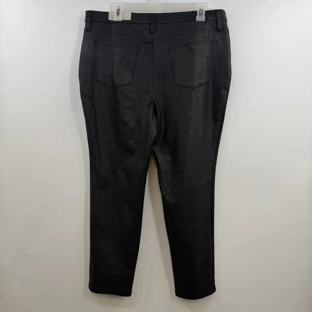 Chico's black faux suede slim leg pants faux reptile skin print women's 14P NWT - Image 3