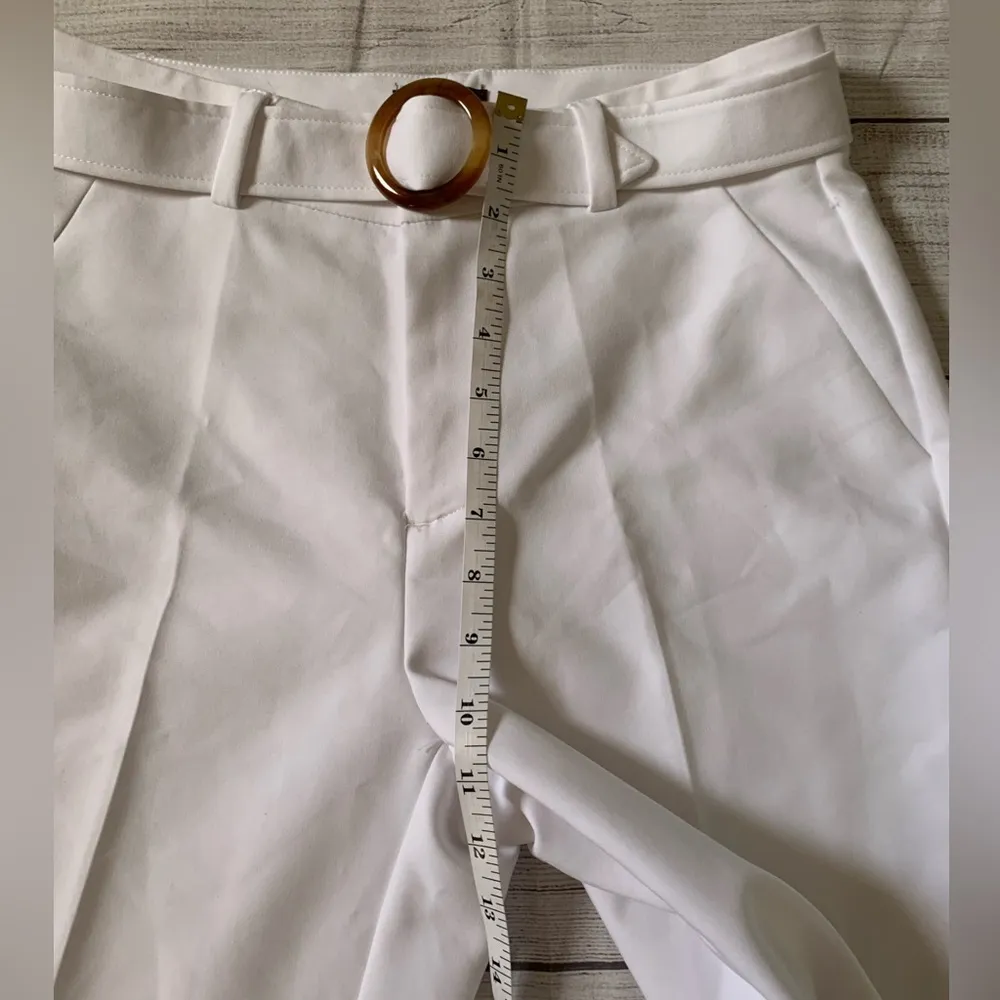 Crosby White Belted Cropped Wide Leg Pants Size 4 - Image 5