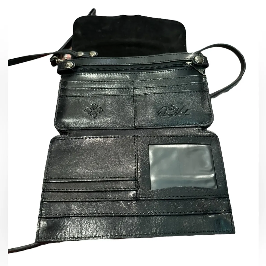 Patricia Nash Bianco Crossbody Organizer Black Leather Bag clutch western chic - Image 3