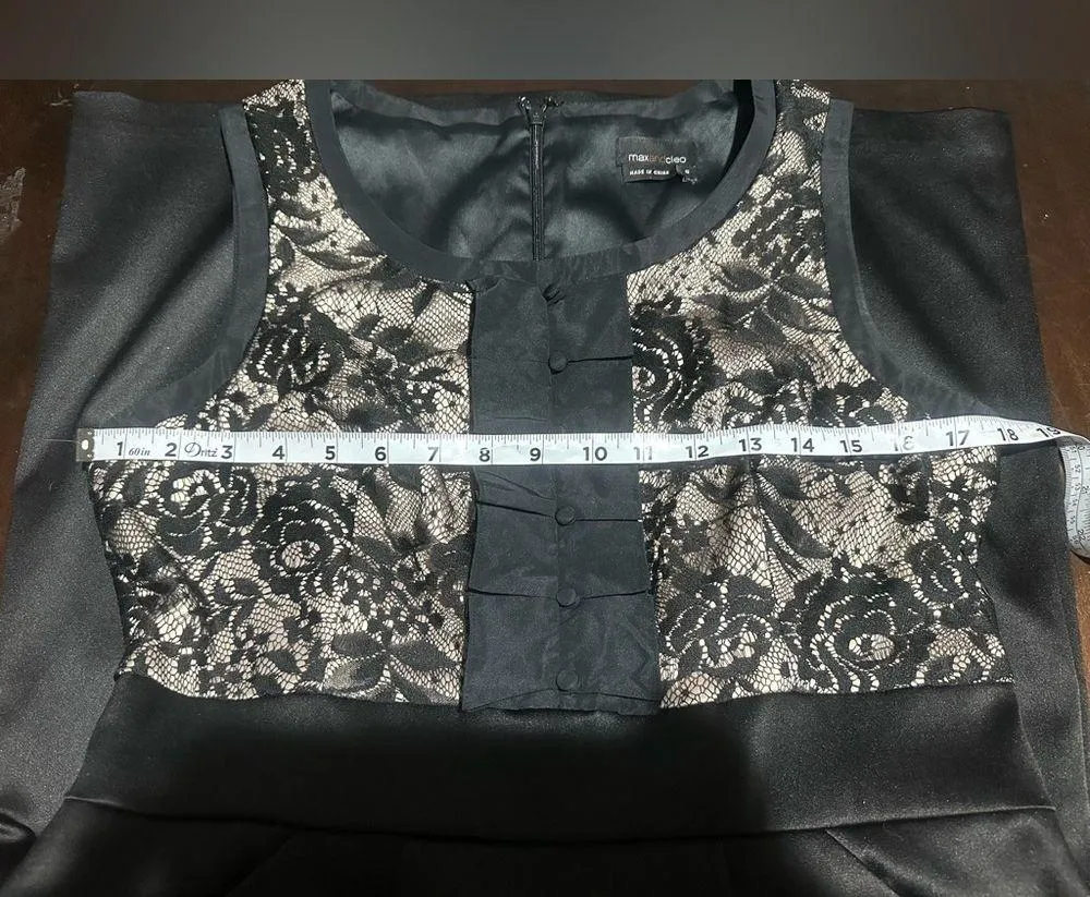 MaxandChloe black tuxedo Sleeveless Dress with lace overlay sz 12 - Image 4