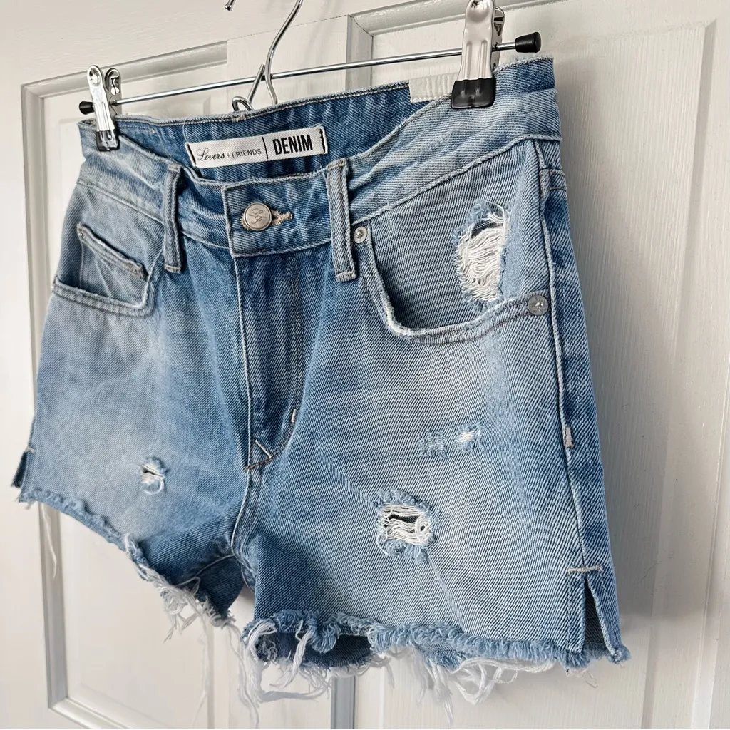 Lovers + Friends Denim Jean Cut Off Distressed Shorts Size 26 - Image 4