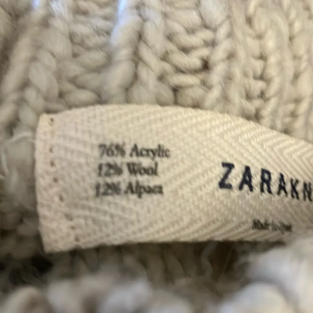 Zara Knit: Cream colored Sheer Knit Dress- Acrylic/Wool/Alpaca Blend- crew- S - Image 3