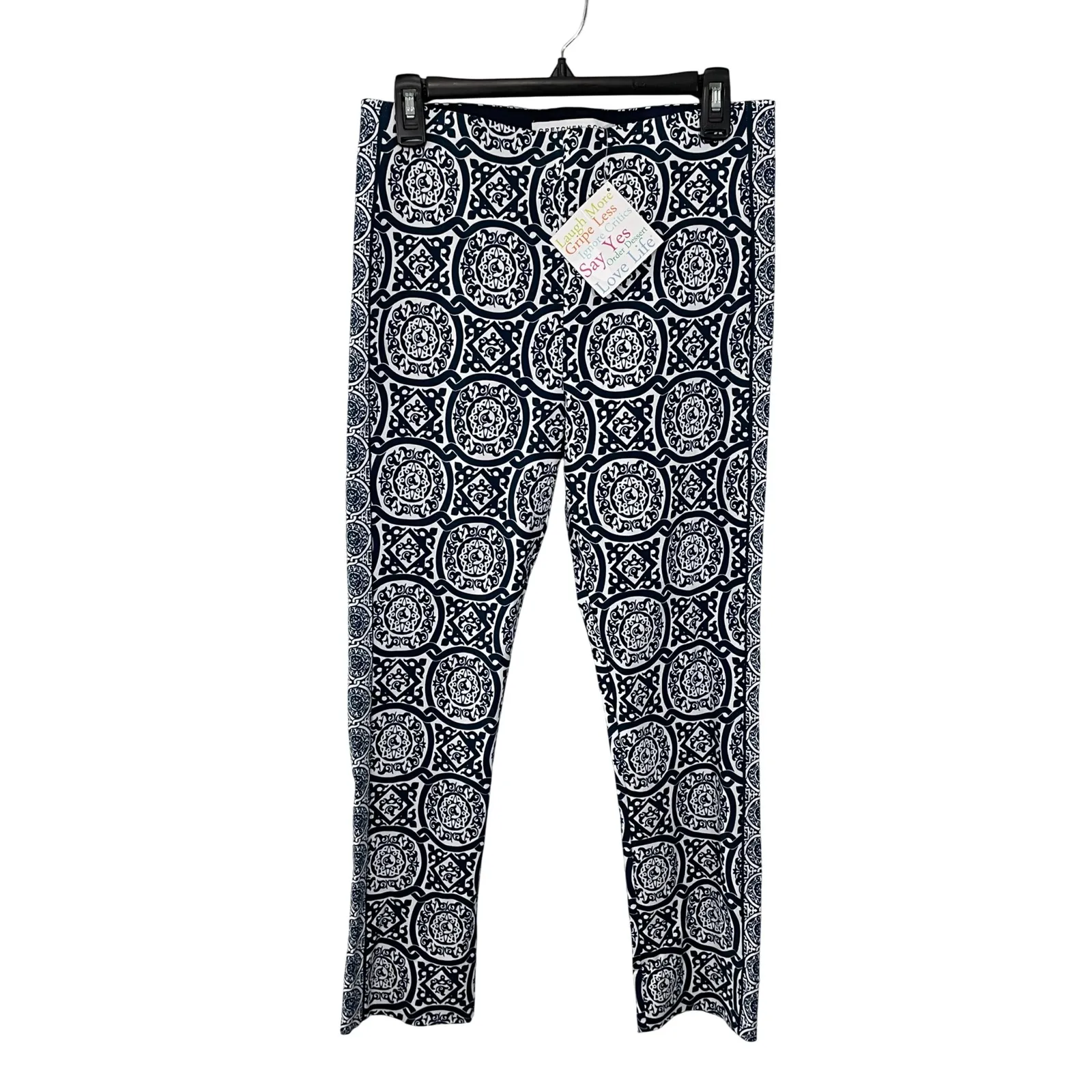 Gretchen Scott NWT  Gripeless Pull On Pants Sultan's Dining Room Navy White Sz M - Image 4