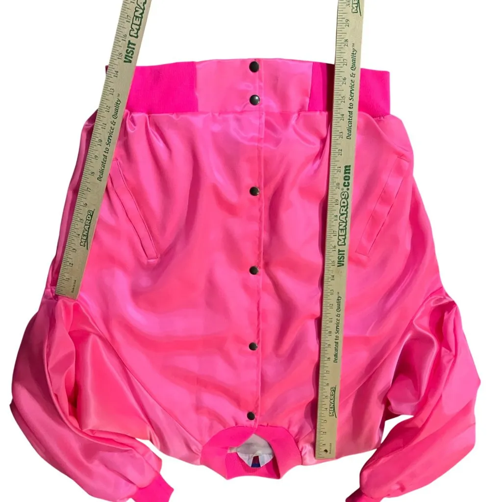 Vintage West Ark Pink Satin Bomber Jacket Women's XL Made in USA Used - Image 8