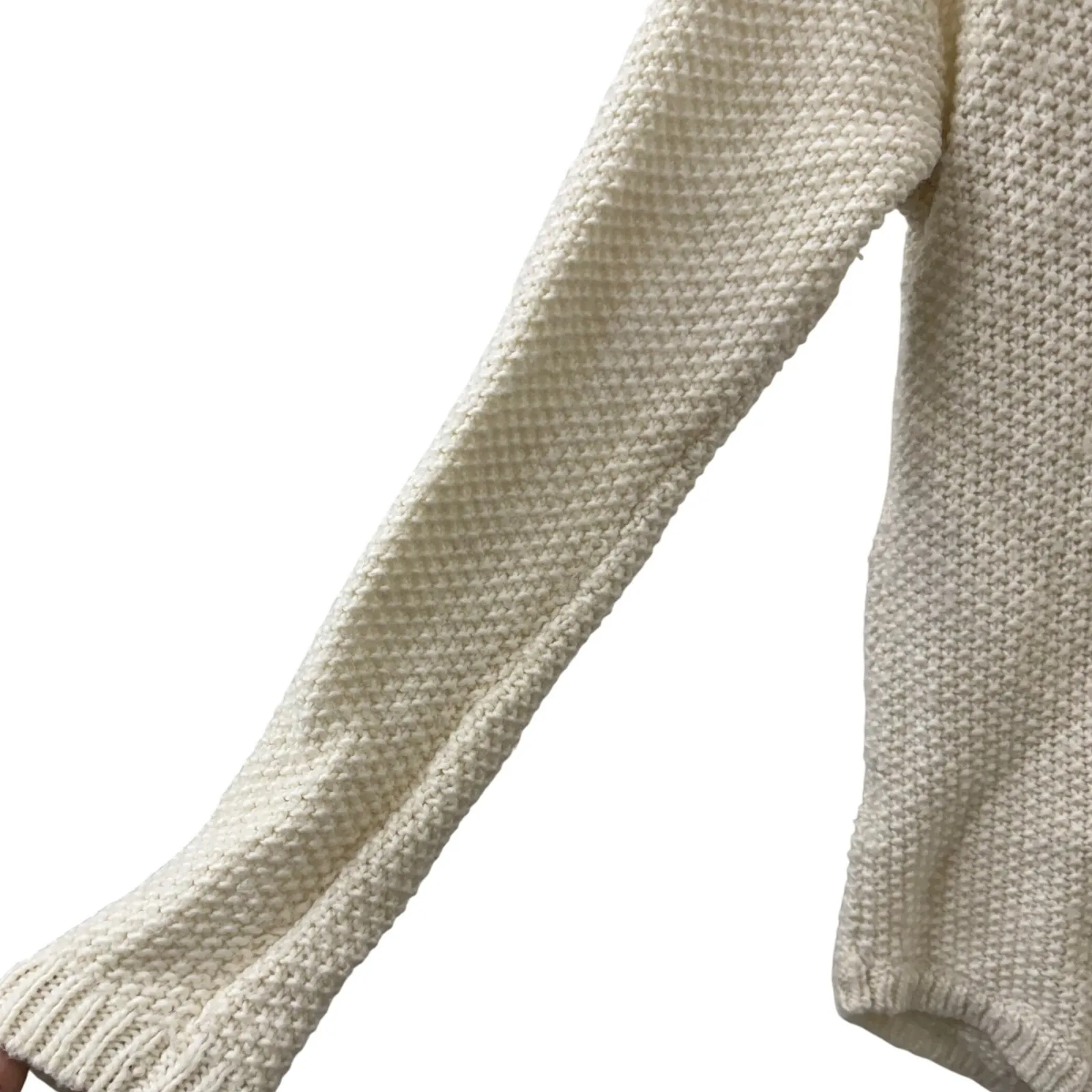 Talbots S Cable Knit Bobble Sweater Ivory Chunky Cozy Winter Holiday Xmas Wool - Image 4