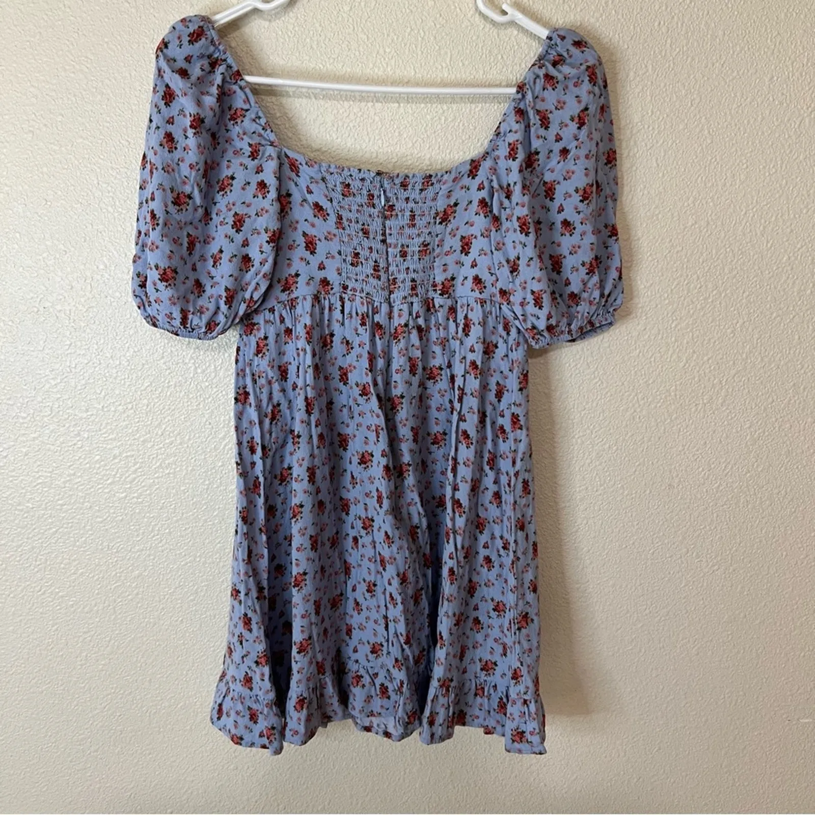 Reformation Bristol blue floral mini dress puff sleeves in petunia SIZE SMALL - Image 3