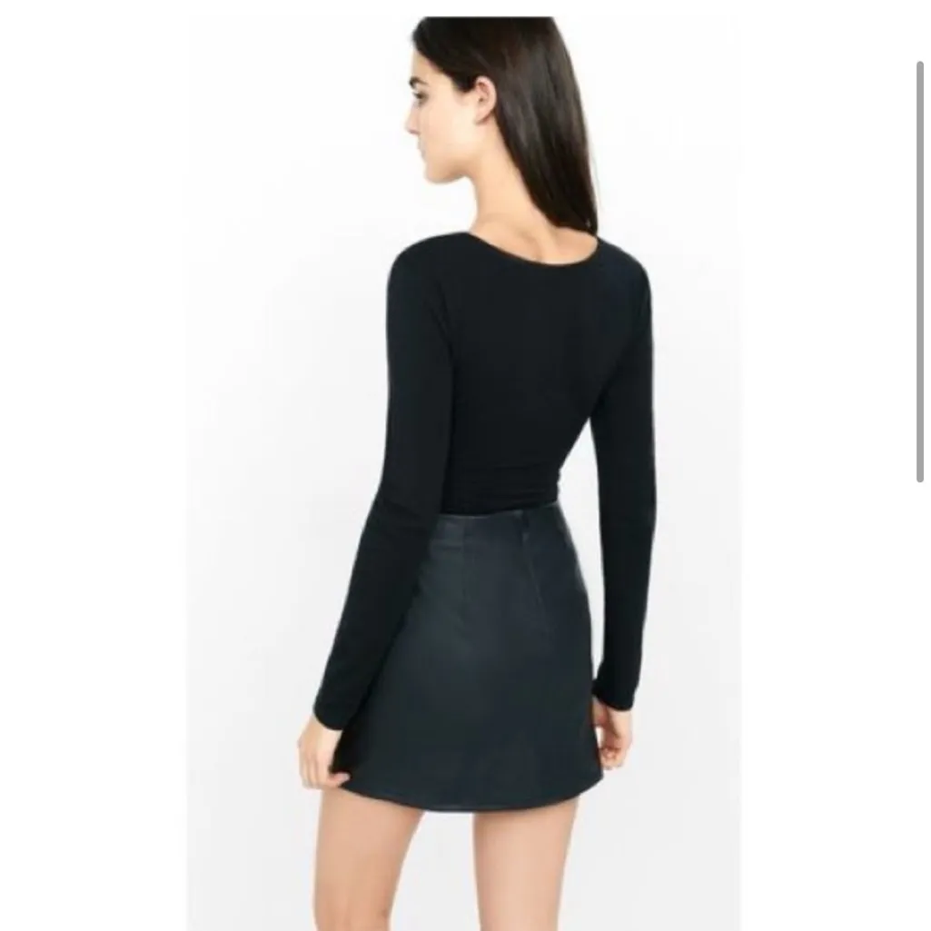 Express Black Wrap Long Sleeve Cut Out Bodysuit Size Small - Image 2