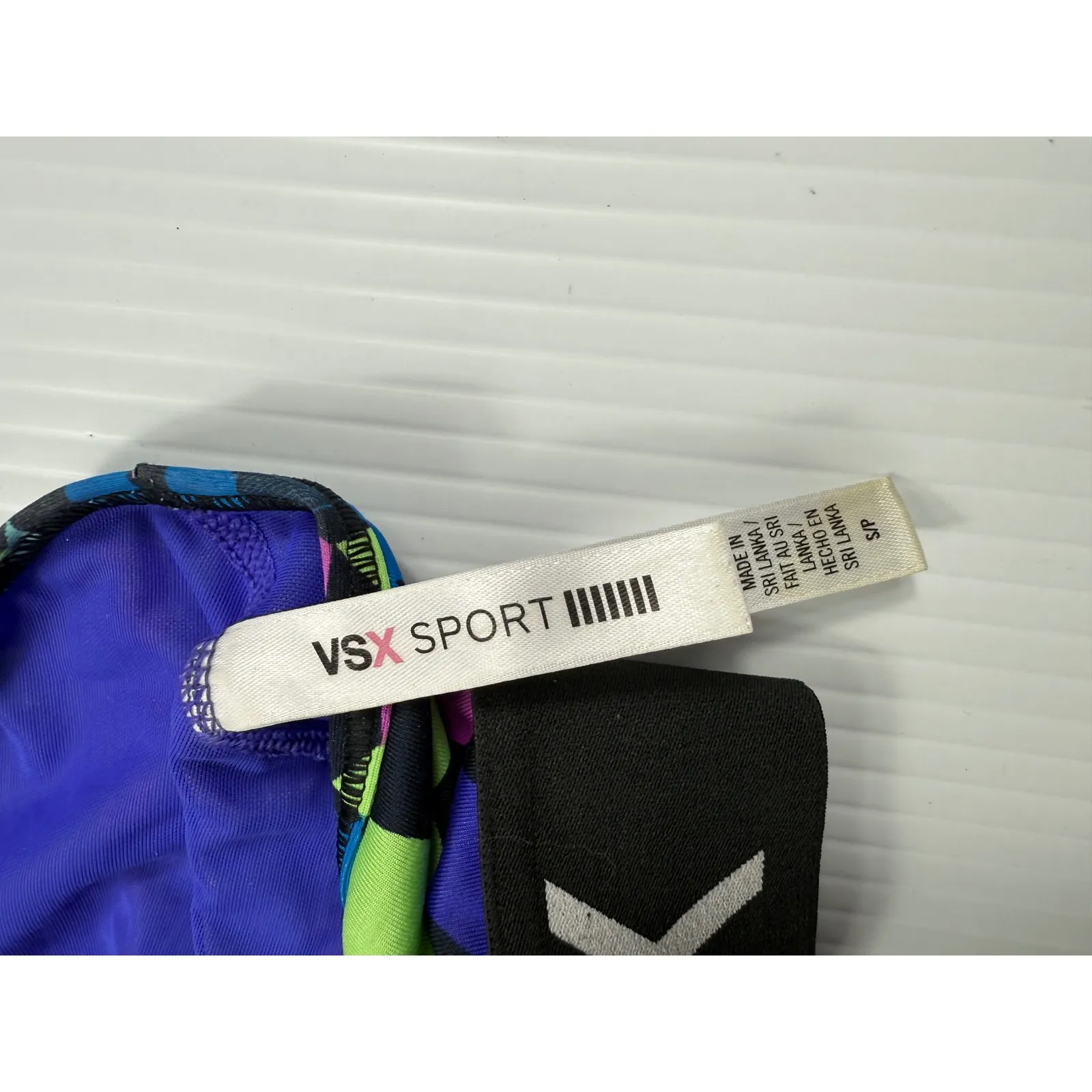 VSX Sport Bra Geometric Print Racerback Activewear Top Small Blue - Image 4