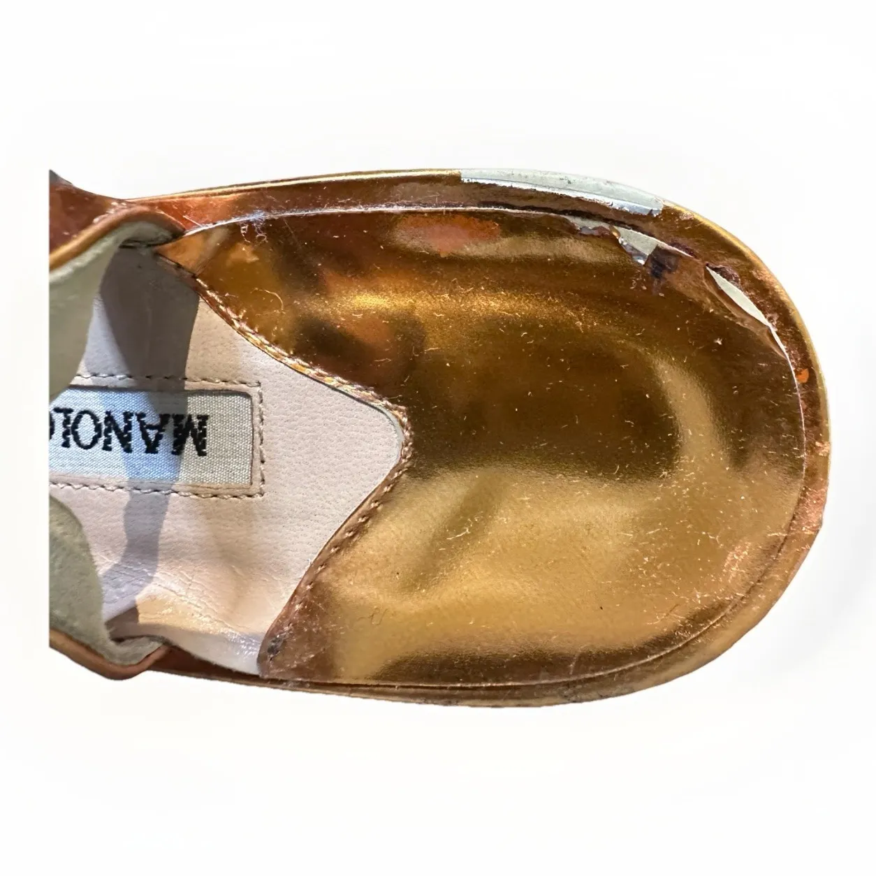 Manolo Blahnik 'Discos' Peep Toe Pump ( 40 -US 10) Metallic Gold Slingback Heels - Image 13