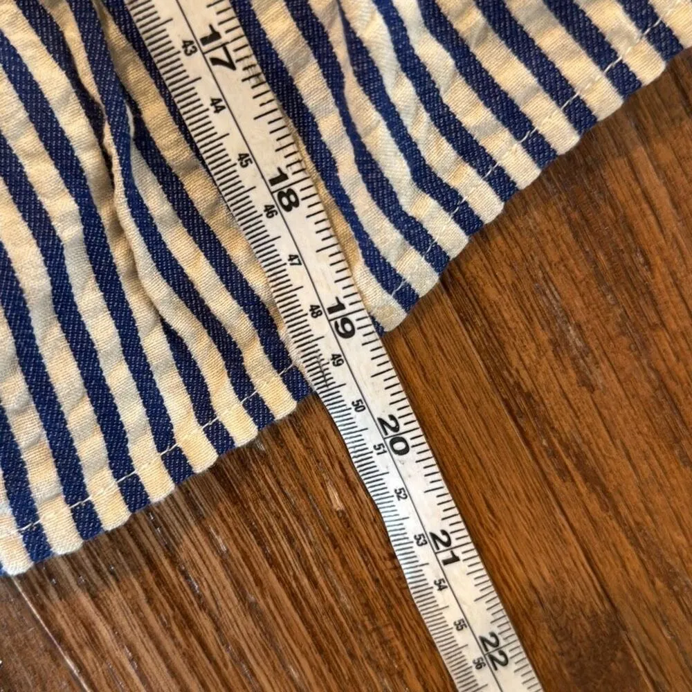 Japna white and blue puff sleeve tie bust blouse small - Image 6