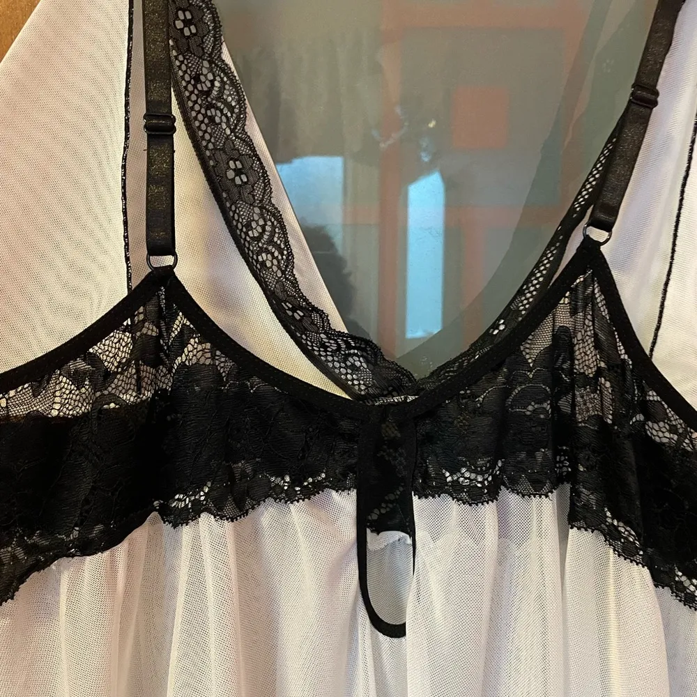 Black & White Women Chemise Babydoll Nightie Lingerie No Brand Plus 4 XL Size 4X - Image 5