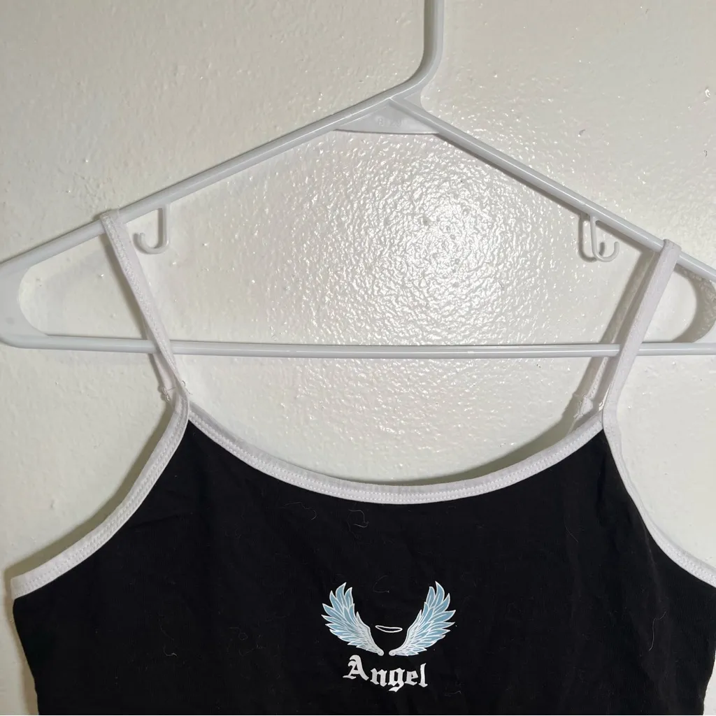 No Boundaries Cropped Tank Top Black Angel L 11-13 - Image 2