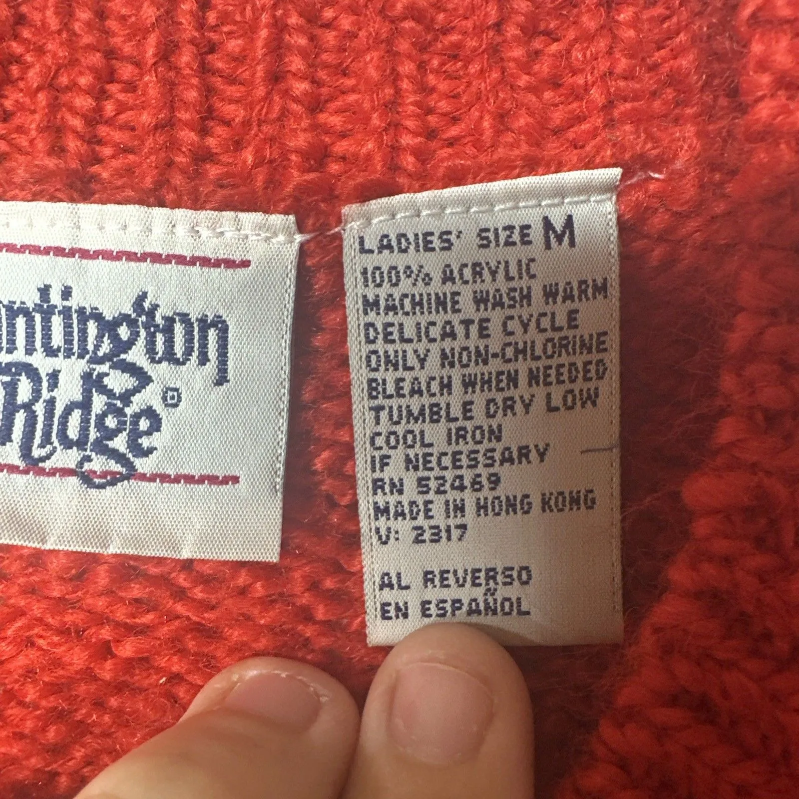 Huntington Ridge Women’s Medium Red Open Front Cardigan Sweater 100% Acrylic - Image 11