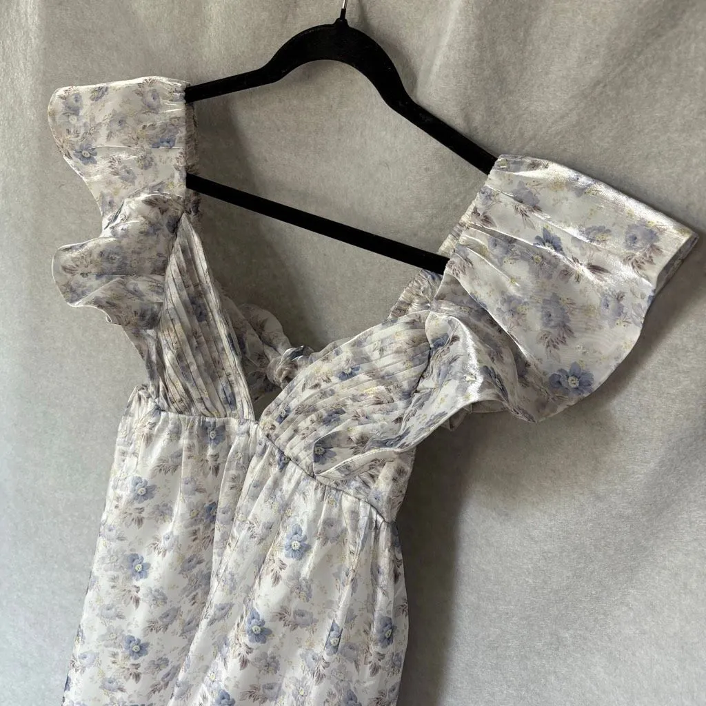 NEW Mable Mini Small Dress Floral Iridescent Babydoll Fairy Feminine Ruffle - Image 4