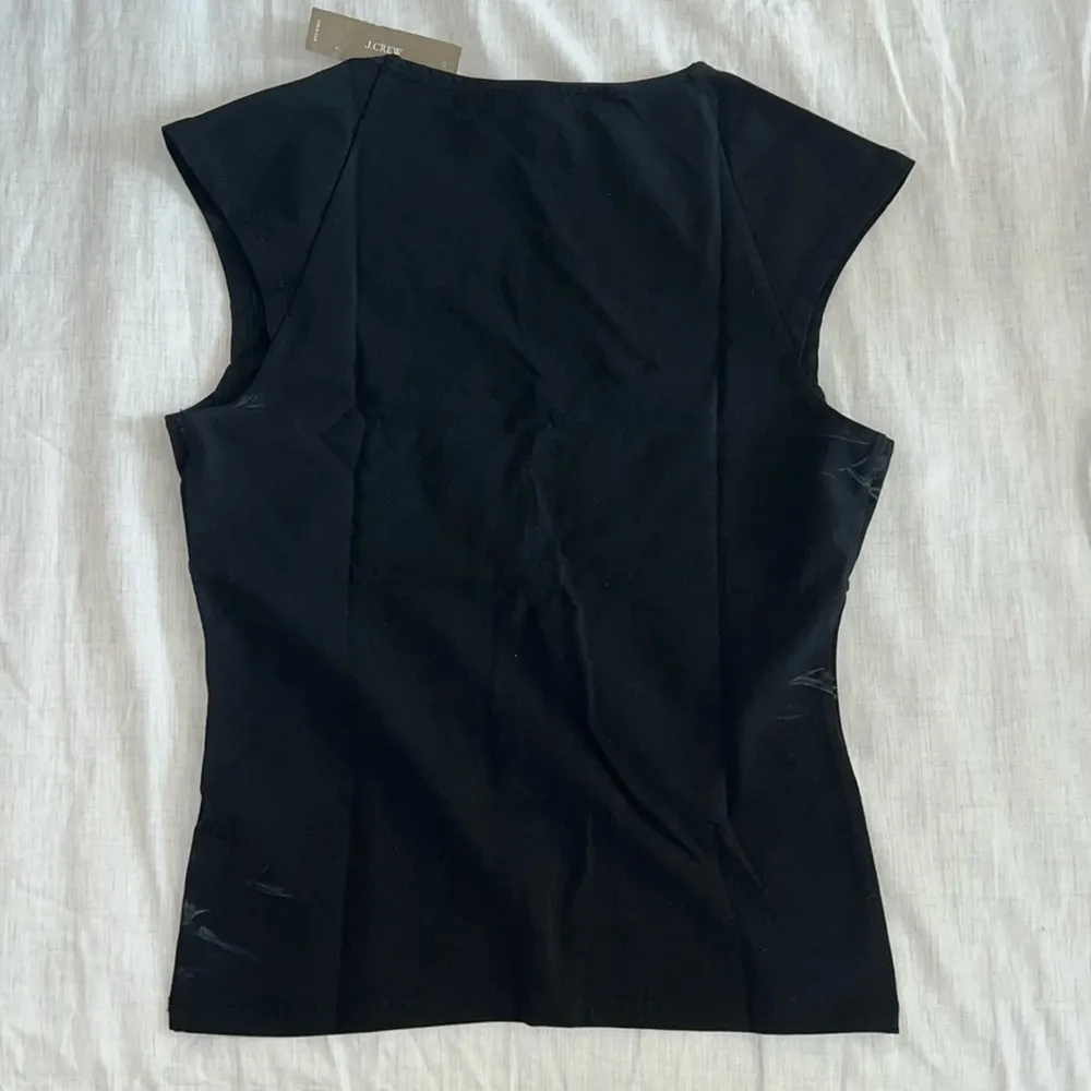 J.Crew  Squareneck cap-sleeve top in stretch cotton blend black Size Medium - Image 6