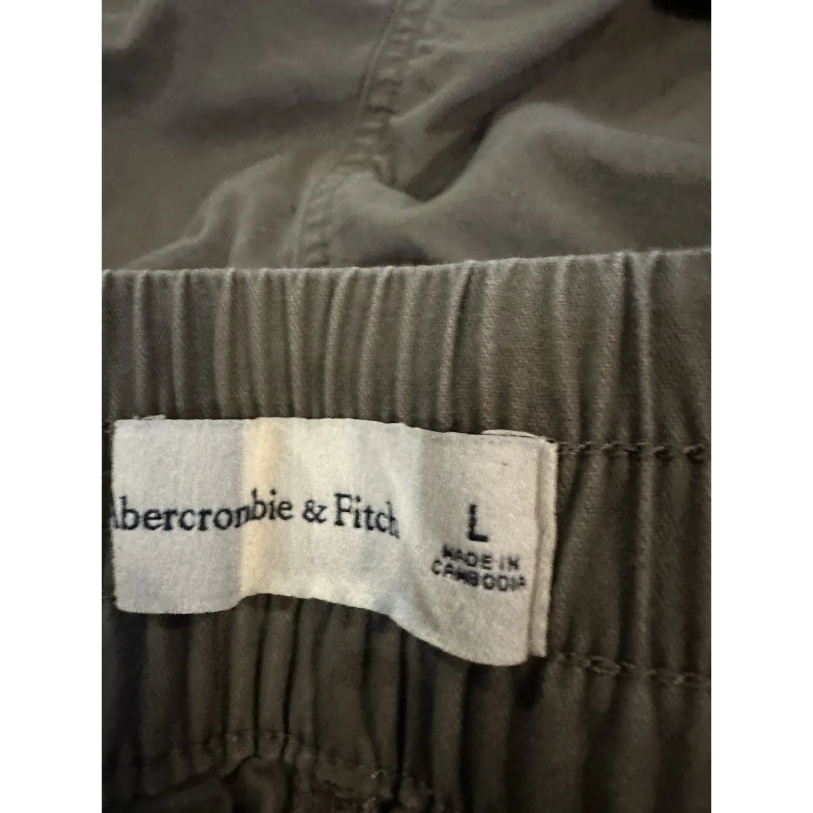 Abercrombie Women's Brown Green Khaki‎ Cargo Shorts Elastic Waist Cotton Size L - Image 2