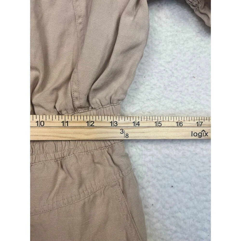 Joie Women's Short Sleeves Cinch Waist Tapered Leg Jumpsuit Khaki Size‎ Medium - Image 7